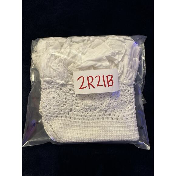 American Eagle Crochet Halter Crop Top White Ruffles XS Romantic Boho Hippie - Picture 10 of 10